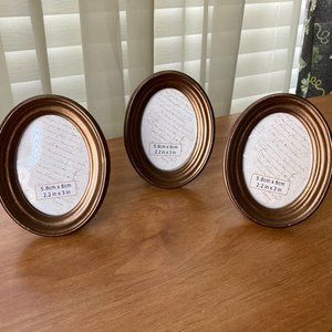 Three 2.2" x 3" Oval Bronze Picture Frames